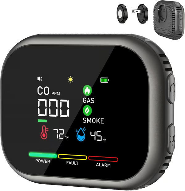 š Smart 6-in-1 Gas Detector ā CO Smoke & Gas Leak Alarm With LCD Display