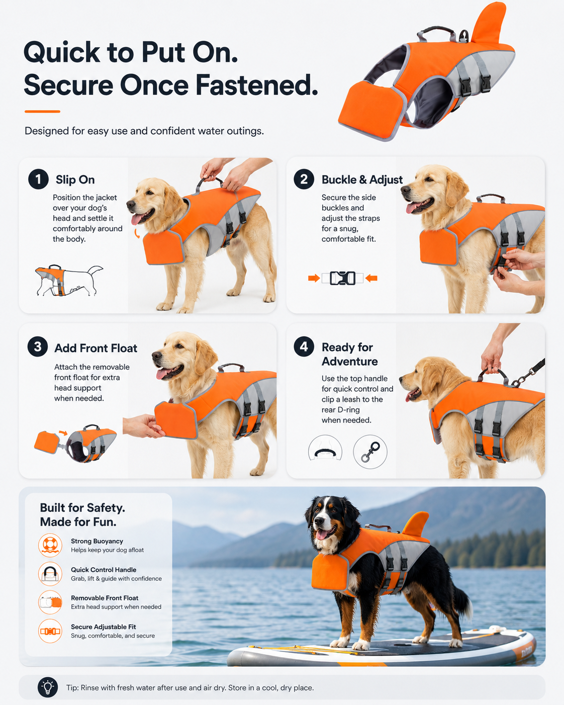 2026 Newly Upgraded Version Dog Life Jacket with Rescue Handle & Front Float