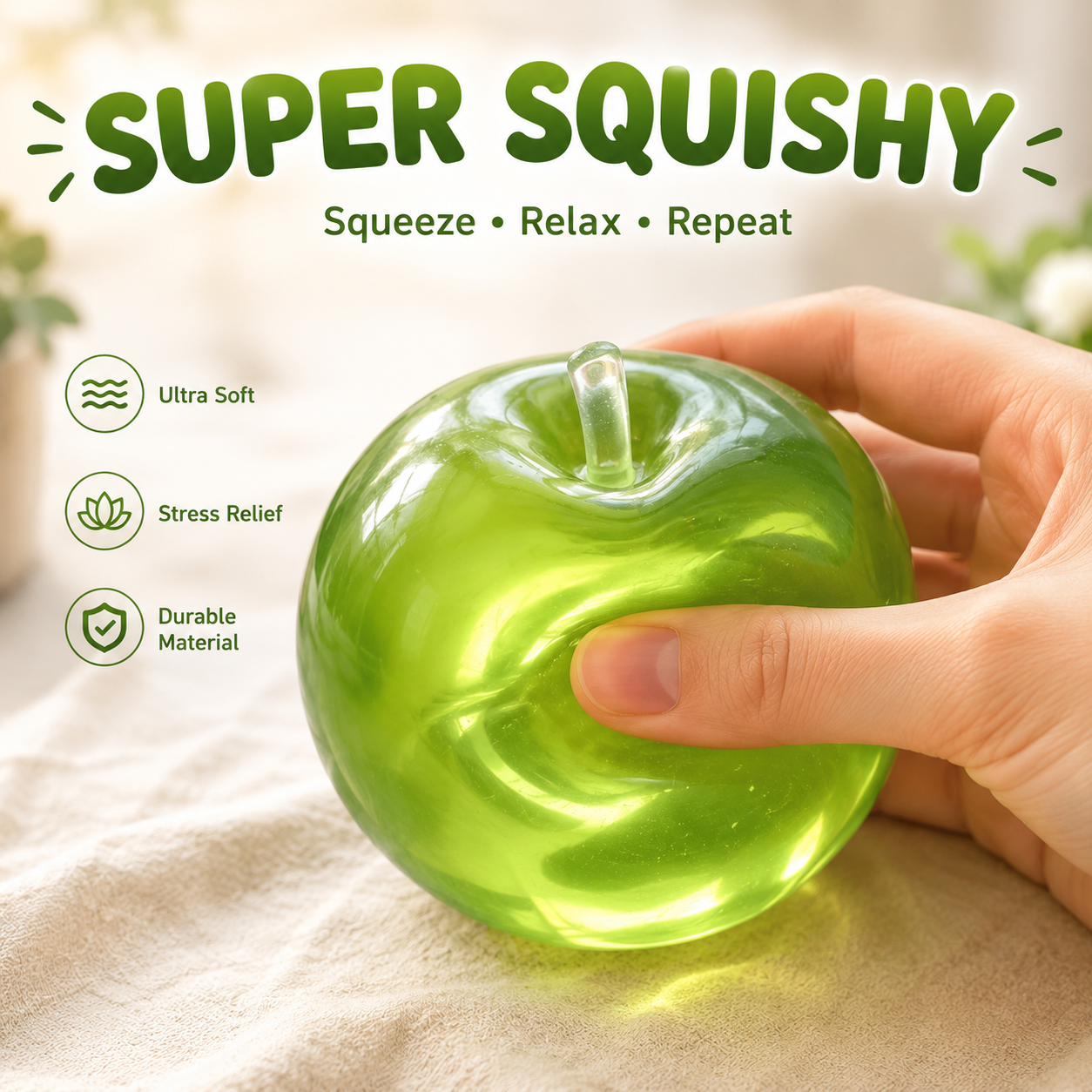 All-natural and safe for babies๐ Viral Apple Squishy Set โ Soft, Cute & Addictively Satisfying โจ