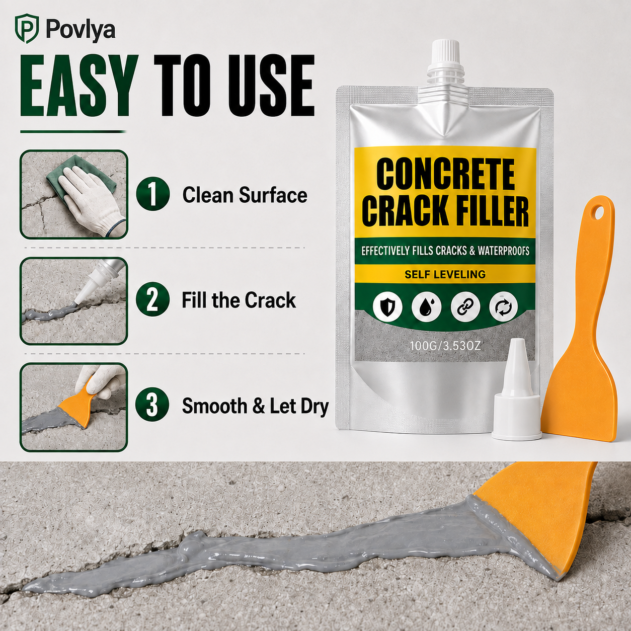 ๐ Waterproof Concrete Crack Filler for Indoor & Outdoor Use