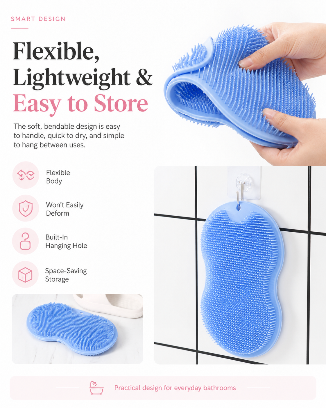 ✨Silicone Shower Foot & Back Scrubber Mat | Hands-Free Cleaning