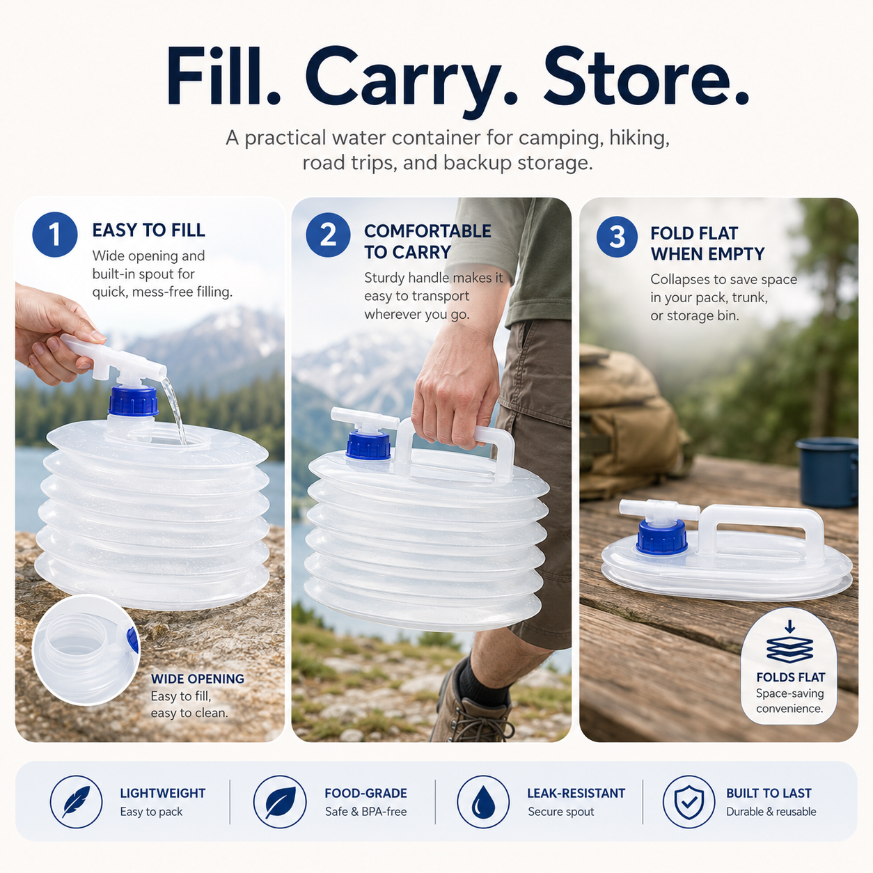Collapsible Water Container with Spout | Camping & Travel