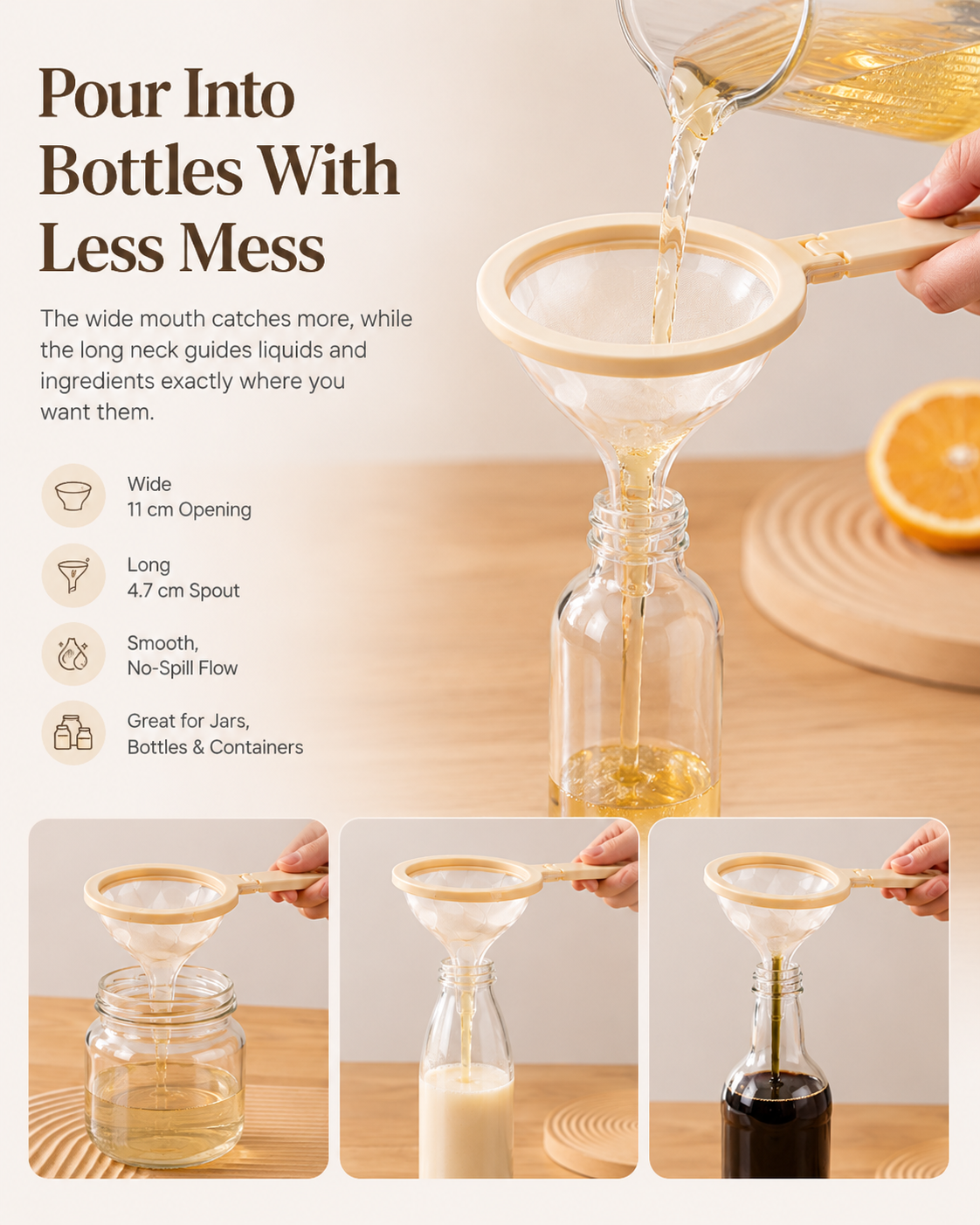 3-in-1 Fine Mesh Strainer Funnel