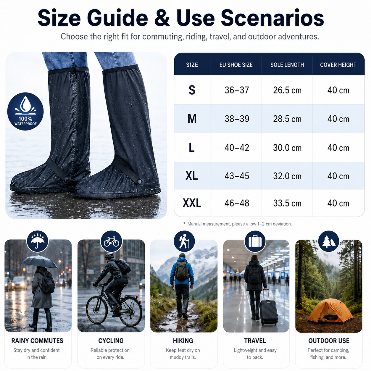 Convenient slippers with extra-long coverage and rainproof shoe covers