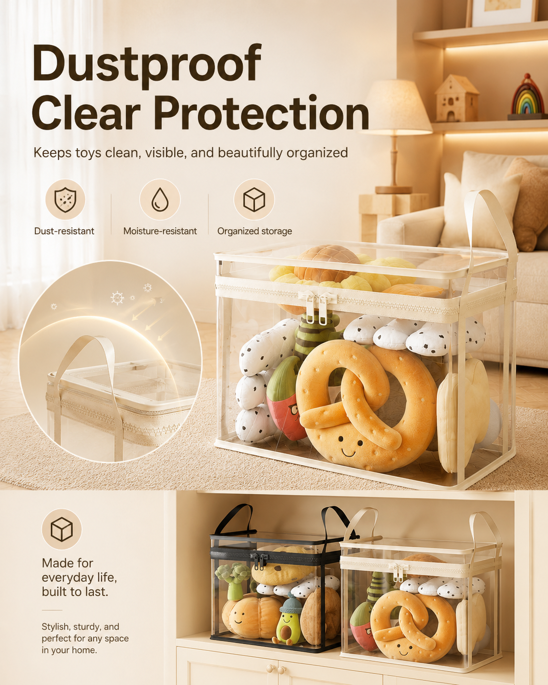 Latest👜🔥Heavy-Duty Clear Storage Box – Hinged Lid, Large Capacity