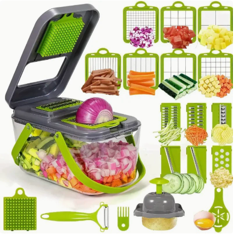 Versatile Kitchen Vegetable Chopper & Dicer: Heavy Duty Food Slicer with Hand Guard for Safe, Easy Onion, Potato & Fruit Cutting