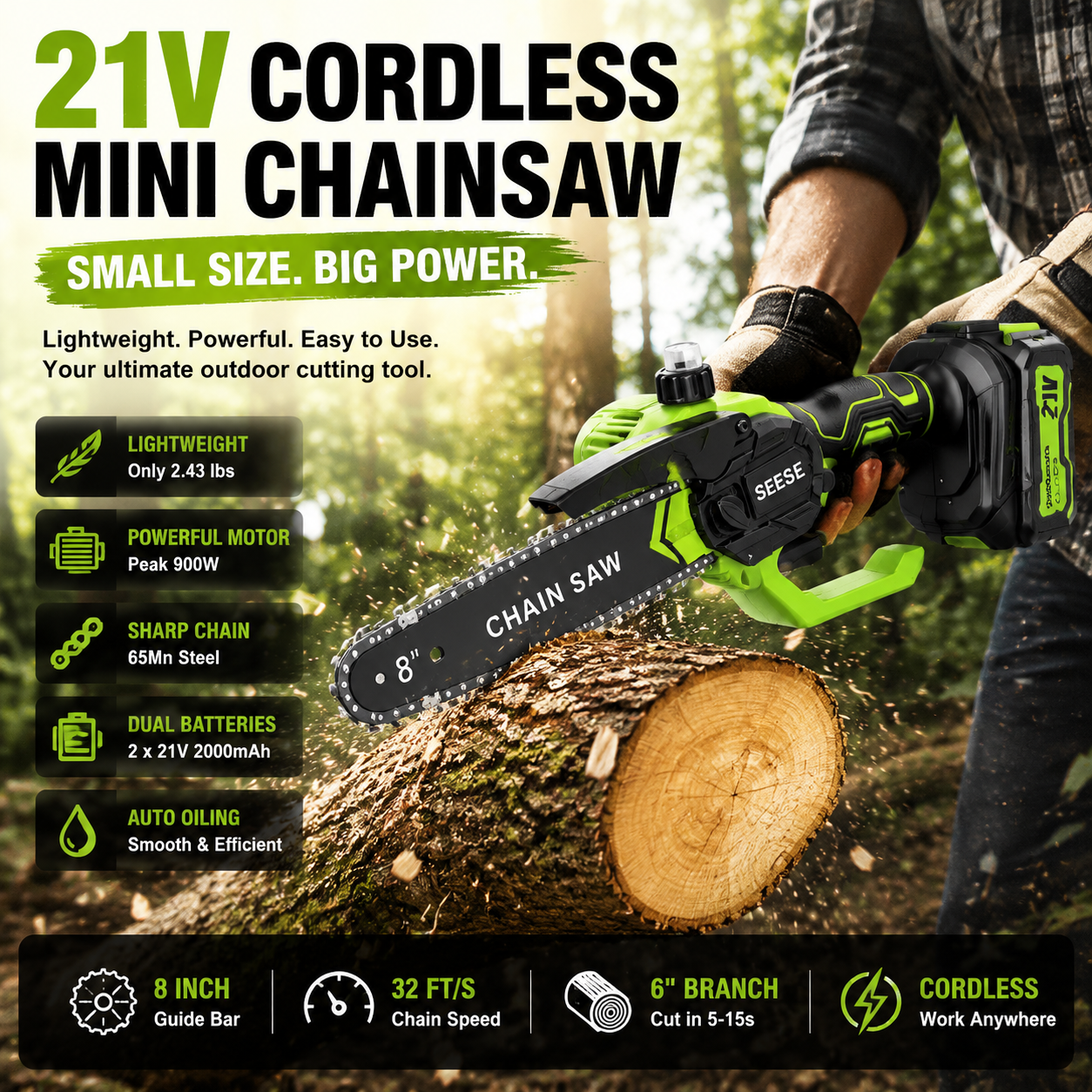 🔋8-Inch Portable Electric Mini Chainsaw for Tree Trimming & DIY  URL Handle