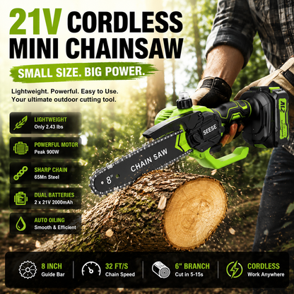 🔋8-Inch Portable Electric Mini Chainsaw for Tree Trimming & DIY  URL Handle