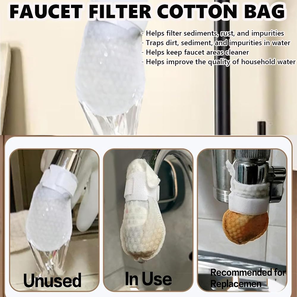 100pcs Faucet Filter Bag, Faucet Water Filter Bag, Faucet Filter Cotton Bag for Kitchen Sink