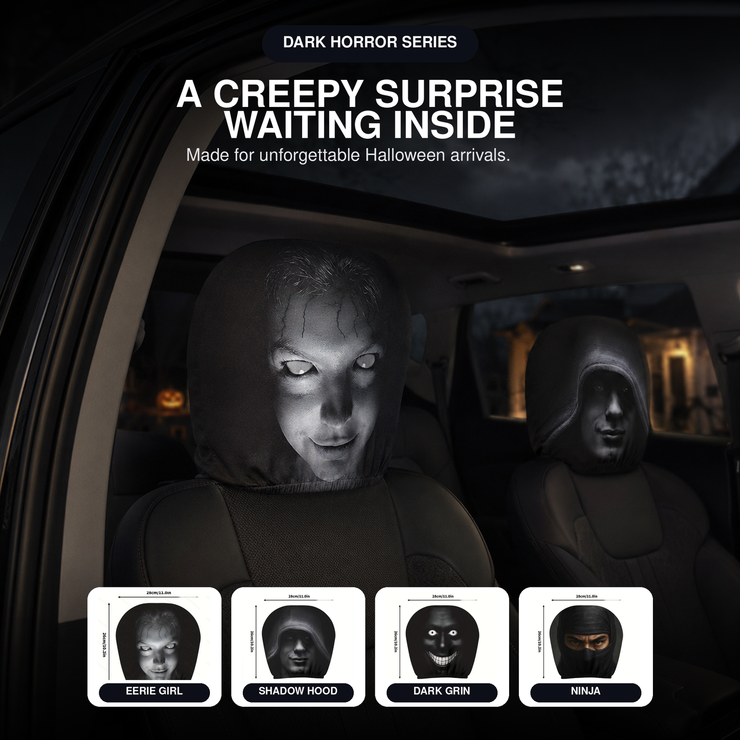 2026 Funny Halloween Car Headrest Covers – 13 Styles