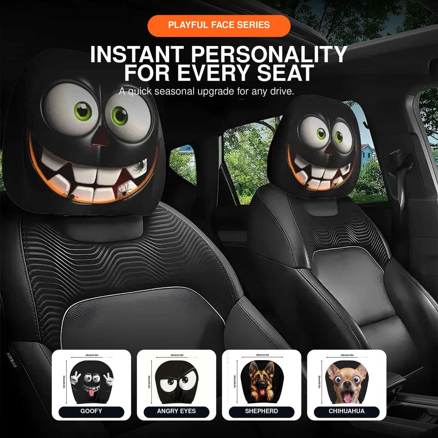 2026 Funny Halloween Car Headrest Covers – 13 Styles