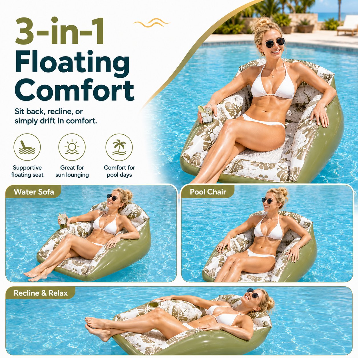🌊Last day 50% OFF🛋️ 3-in-1 Inflatable Pool Lounge Sofa