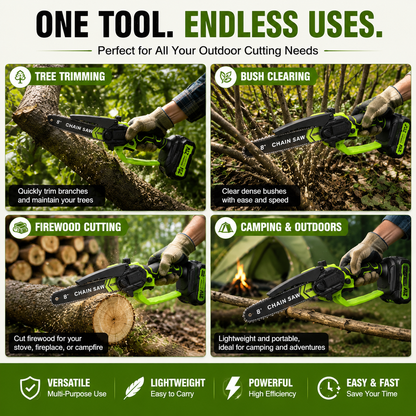 🔋8-Inch Portable Electric Mini Chainsaw for Tree Trimming & DIY  URL Handle