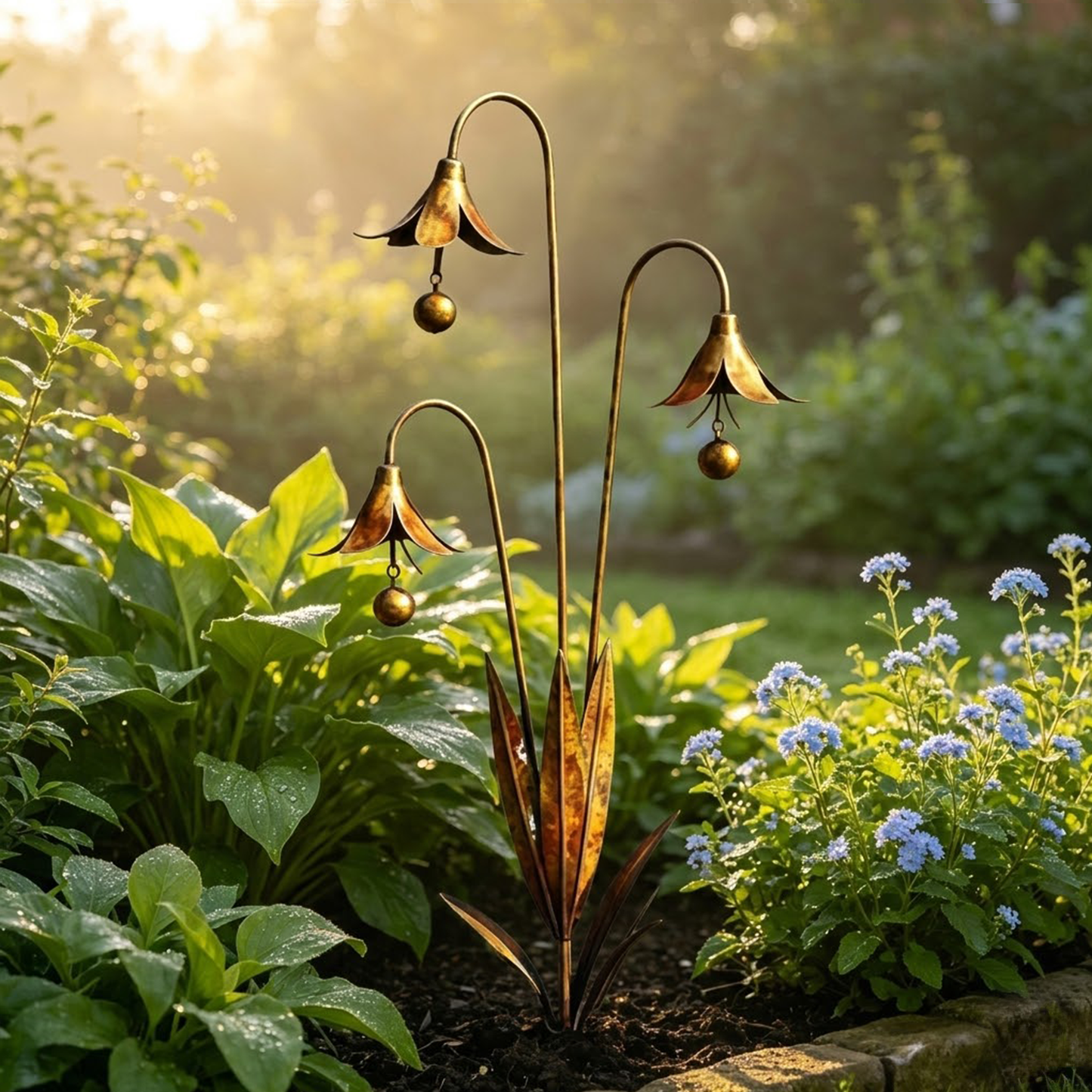 🔔 Enchanting Blue Bellflower Garden Stakes – Add Charm & Gentle Melody to Your Outdoor Space