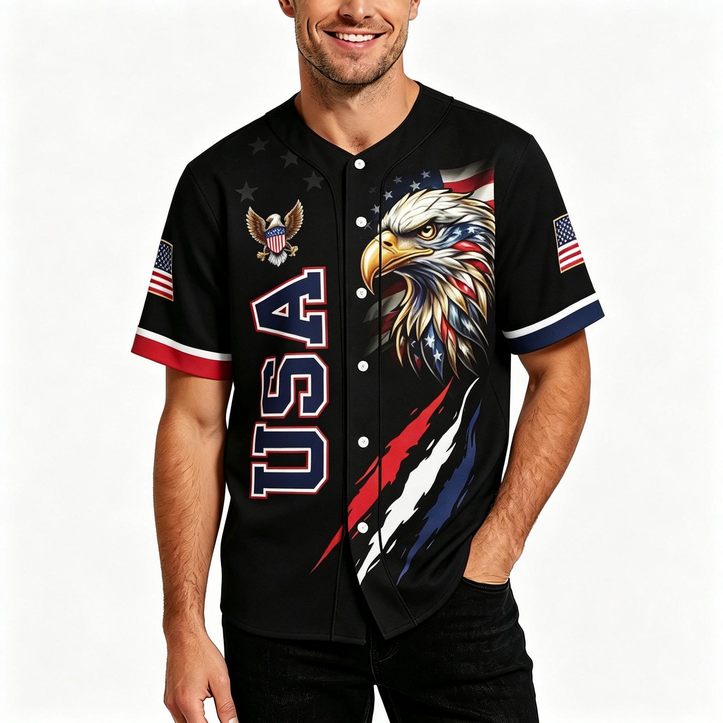 🔥USA 250 Years Baseball Jersey, Patriotic Button Up Shirt🎁