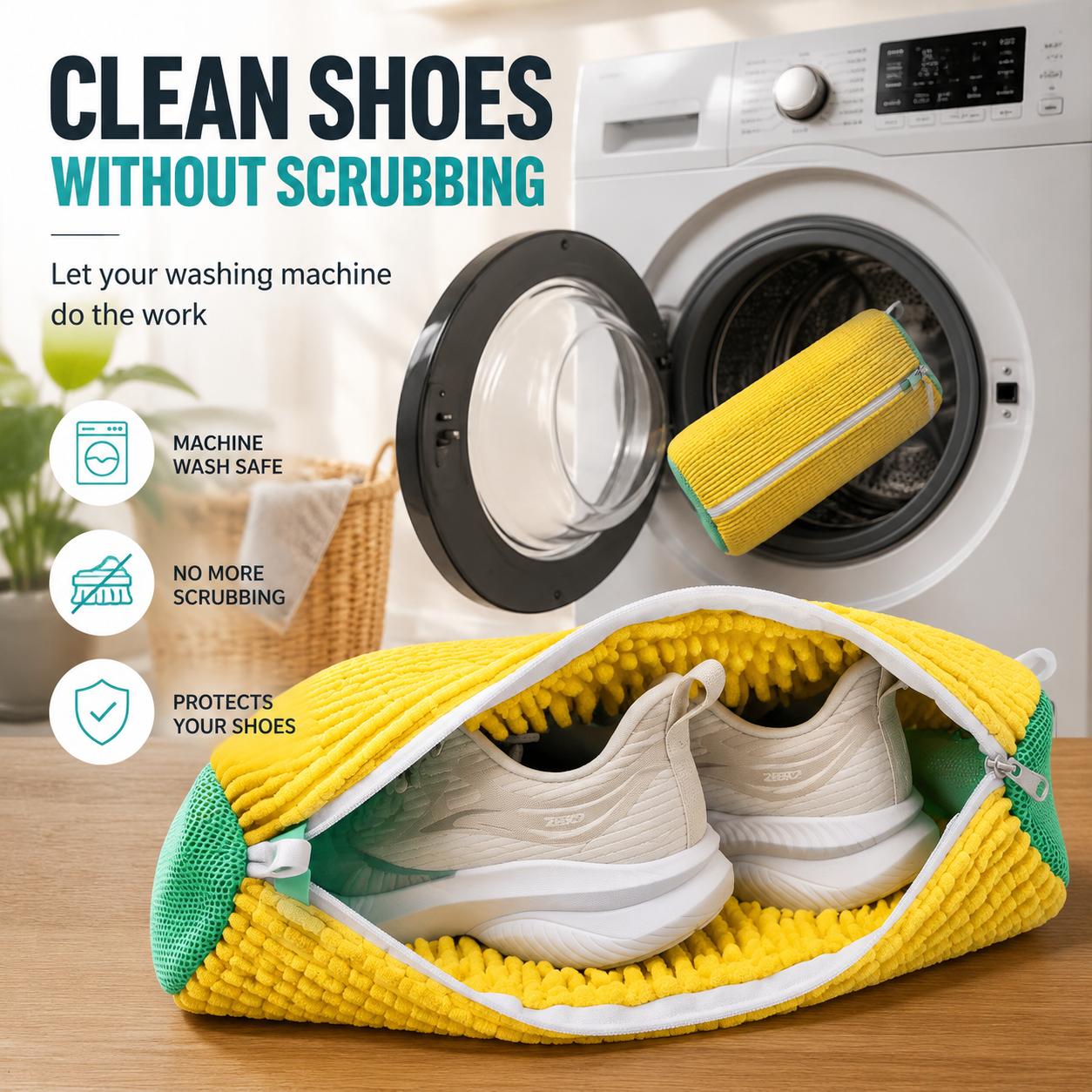 ⚡ No-Scrub Shoe Washing Bag – Clean & Protect Your Sneakers In The Washing Machine