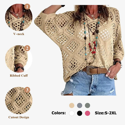 🔥Summer 50% OFF🎁Women's Bohemian-Inspired Crochet Top with V-Neck
