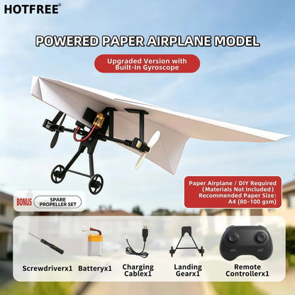 RC Paper Airplane Kit with Gyro Stabilizer – DIY Electric Remote Control Plane with Dual Propellers, Lightweight Foldable Flying STEM Toy