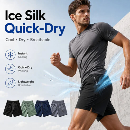 ❄️ Ice Silk Quick-Dry Athletic Gym Shorts – Unrestricted Breathable Comfort