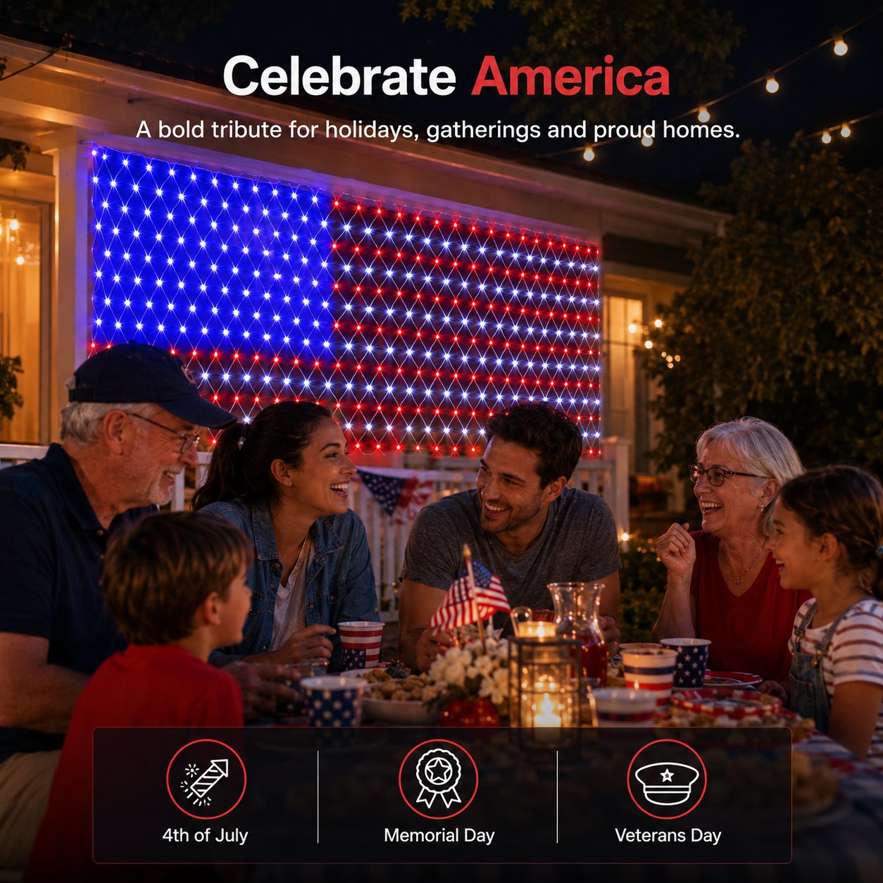 🔥250th Anniversary Limited Edition Sale✨LED American Flag Net