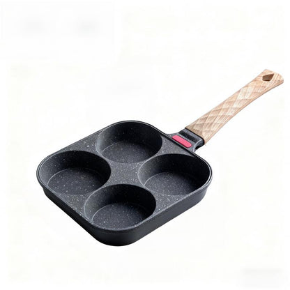 Non-Stick 4-in-1 Breakfast Pan for Frying Eggs, Hamburgers & Scrambled Eggs - Multi-Functional, Fast Heating, Durable, Easy Clean, Space-Saving, Eco-Friendly, with Silicone Strips & Tempered Glass Lid