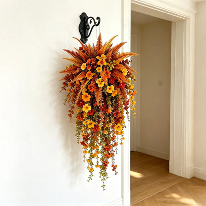 🍂🍁 ARTIFICIAL FALL HARVEST HANGING BASKET - AUTUMN PORCH & DOOR DECORATION