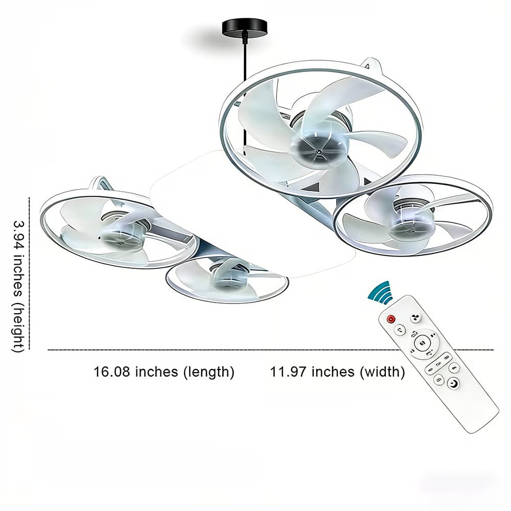 44%OFF💡LED Ceiling Fan Light with Remote – Drone Design, 20W, 3 Lighting Modes, E27