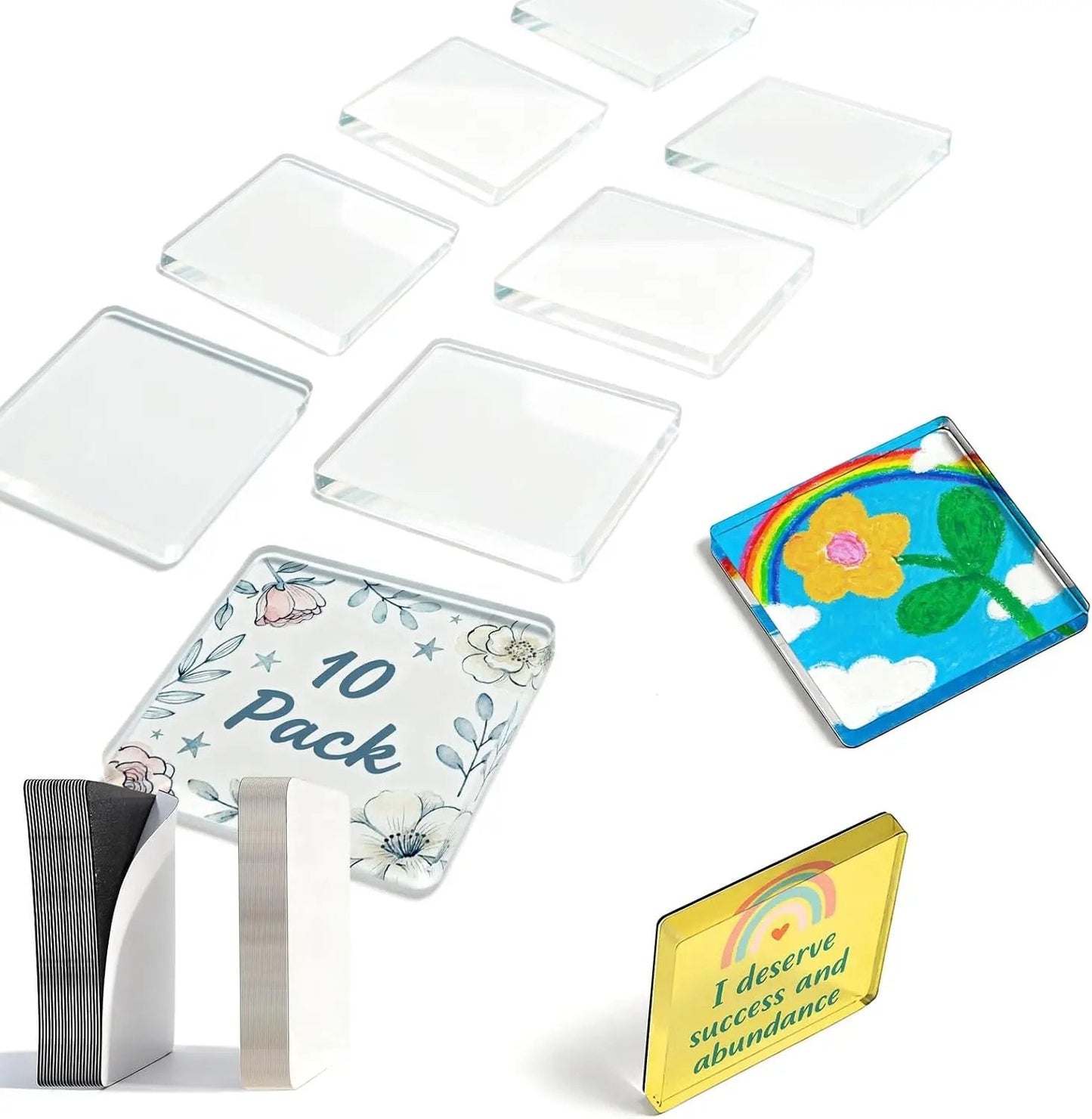 2026 Hot Sale🔥🎞✂10 Pack  2" x 2" Clear Acrylic DIY Fridge Magnet Set with Adhesive Backing – Square Magnetic Photo Frames with Stunning 3D Effect 💕