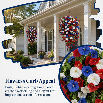 2026 Hot Sale🔥Red, White & Blue Artificial Morning Glory Hanging Vines – 3-Piece Set