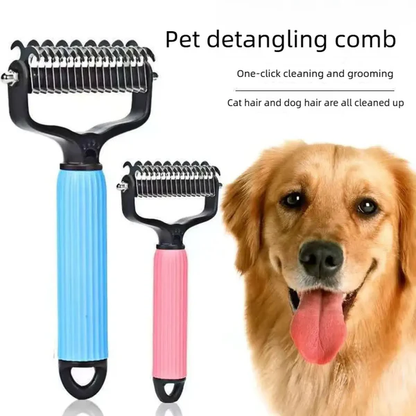 Father's Day Limited-Time Offer⏳Professional Double-Sided Pet Grooming Rake ✨ Undercoat Deshedding Tool for Dogs & Cats 🐶🐱