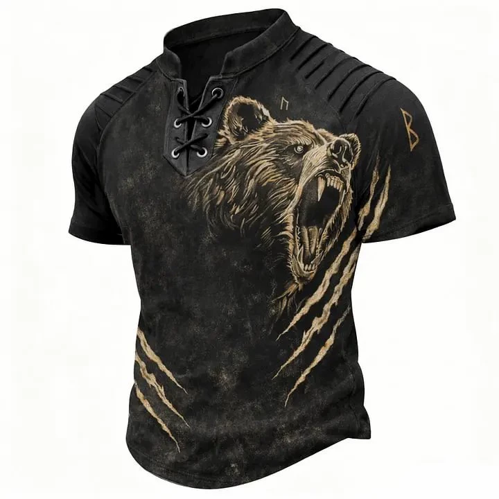 🎁Father's Day 50% OFF🔥Men's Vintage Norse Graphic Henley T-Shirt