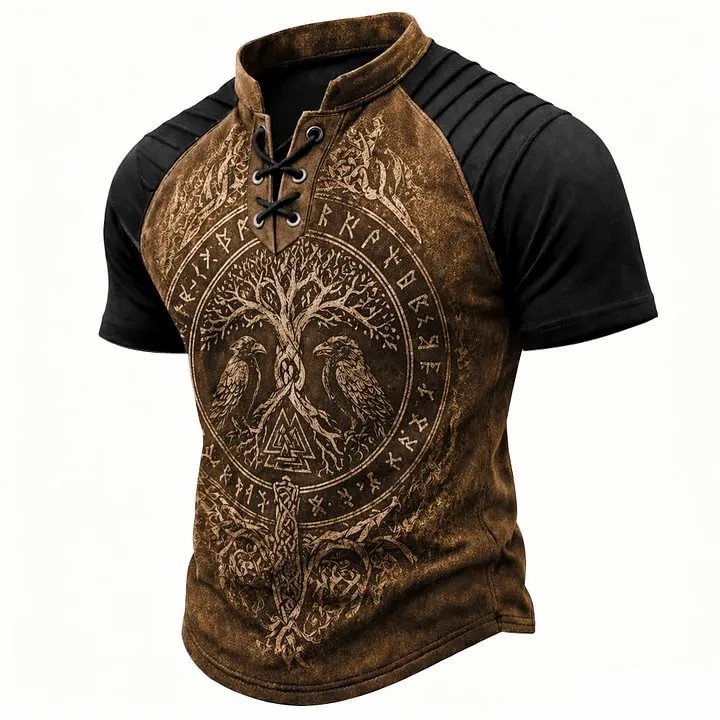 🎁Father's Day 50% OFF🔥Men's Vintage Norse Graphic Henley T-Shirt
