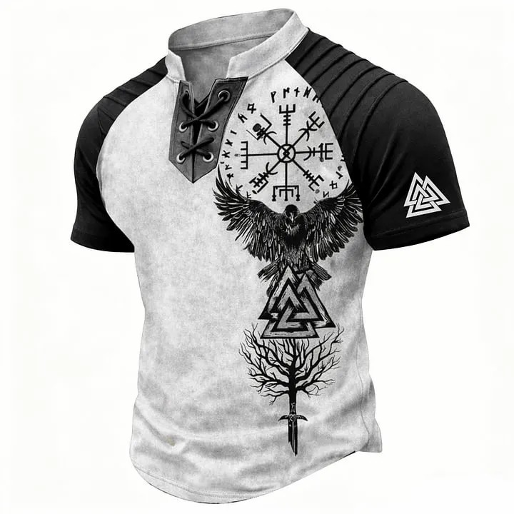 🎁Father's Day 50% OFF🔥Men's Vintage Norse Graphic Henley T-Shirt