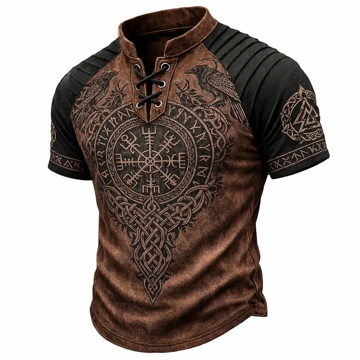 🎁Father's Day 50% OFF🔥Men's Vintage Norse Graphic Henley T-Shirt