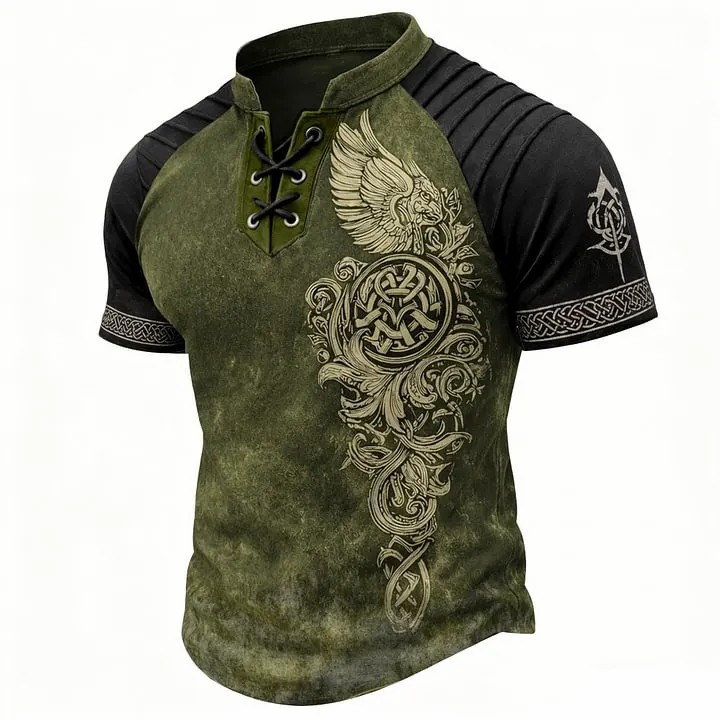 🎁Father's Day 50% OFF🔥Men's Vintage Norse Graphic Henley T-Shirt