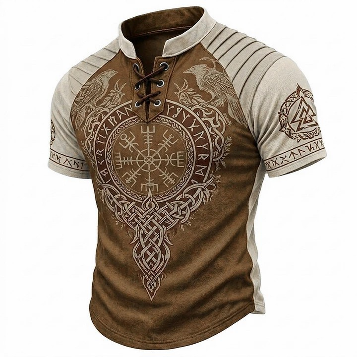 🎁Father's Day 50% OFF🔥Men's Vintage Norse Graphic Henley T-Shirt