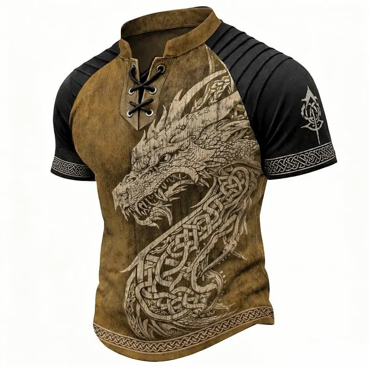 🎁Father's Day 50% OFF🔥Men's Vintage Norse Graphic Henley T-Shirt
