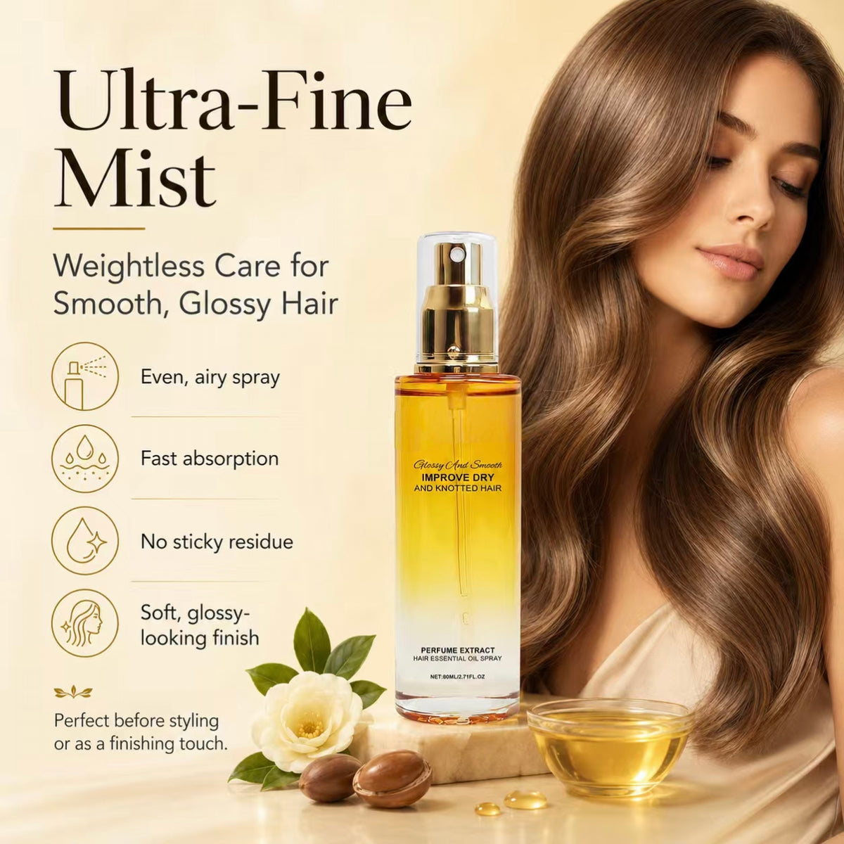 Botanical Hair Oil Mist for Dry, Frizzy & Tangled Hair