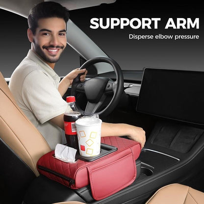 🔥Last Day 49% OFF🚗 Car Console Organizer – PU Leather Armrest, Side Storage, Cup Holder