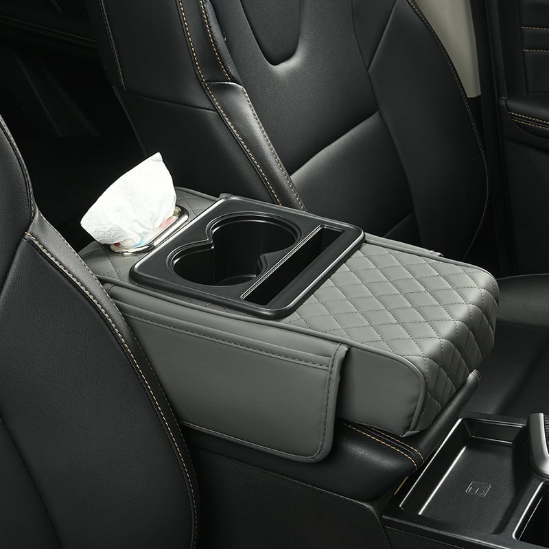 🔥Last Day 49% OFF🚗 Car Console Organizer – PU Leather Armrest, Side Storage, Cup Holder