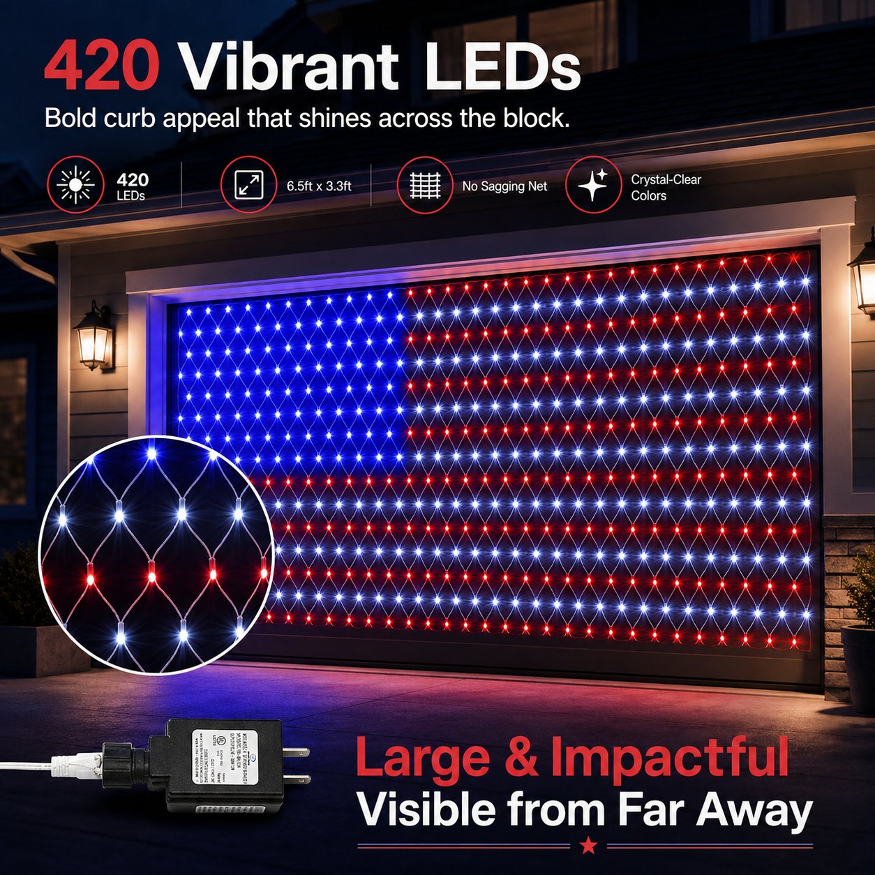 🔥250th Anniversary Limited Edition Sale✨LED American Flag Net