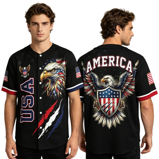 🔥USA 250 Years Baseball Jersey, Patriotic Button Up Shirt🎁