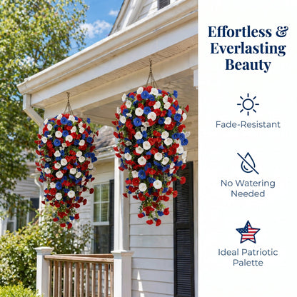 2026 Hot Sale🔥Red, White & Blue Artificial Morning Glory Hanging Vines – 3-Piece Set