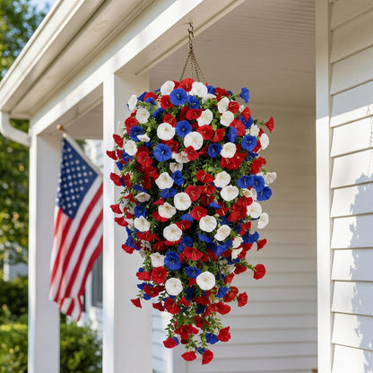 2026 Hot Sale🔥Red, White & Blue Artificial Morning Glory Hanging Vines – 3-Piece Set