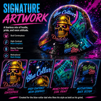 ⚡Father‘s Day 50% OFF 👷‍♂️ Blue Collar Daddy Hydro-Dipped Hard Hat | Industrial Rigid Impact-Resistant Safety Helmet with Full-Wrap Gloss Artwork