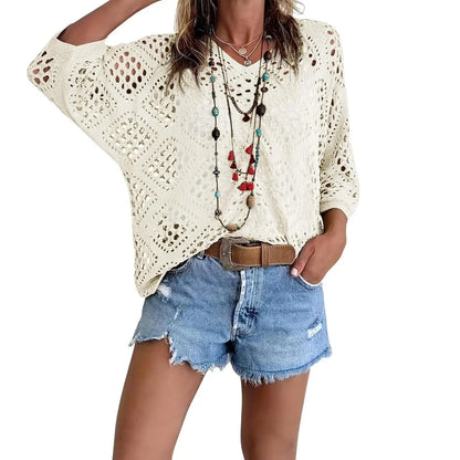 🔥Summer 50% OFF🎁Women's Bohemian-Inspired Crochet Top with V-Neck