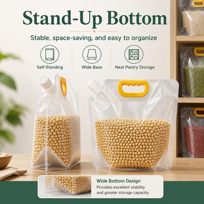 Safe, environmentally friendly Reusable Spout Storage Bag for Rice, Grains & Dry Goods – Easy Pour Pantry Organizer