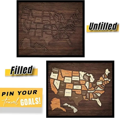 🔥🇺🇸 Wooden USA Travel Map Puzzle🧩A Stylish Way to Track Your Journey & Memories