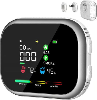 🏠Smart 6-in-1 Gas Detector – CO Smoke & Gas Leak Alarm With LCD Display