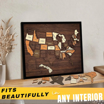 🔥🇺🇸 Wooden USA Travel Map Puzzle🧩A Stylish Way to Track Your Journey & Memories